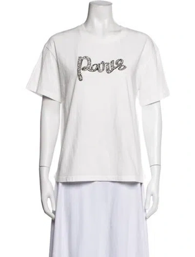 Pre-owned Maje Graphic Print Crew Neck T-shirt In White