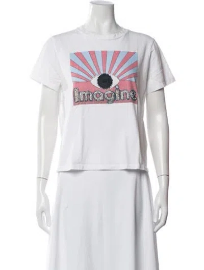 Pre-owned Maje Graphic Print Crew Neck T-shirt In White