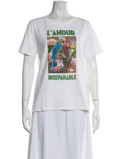 Pre-owned Maje Graphic Print Crew Neck T-shirt In White