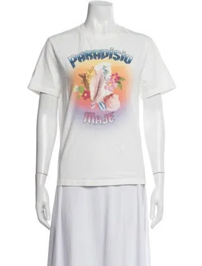 Pre-owned Maje Graphic Print Crew Neck T-shirt In White