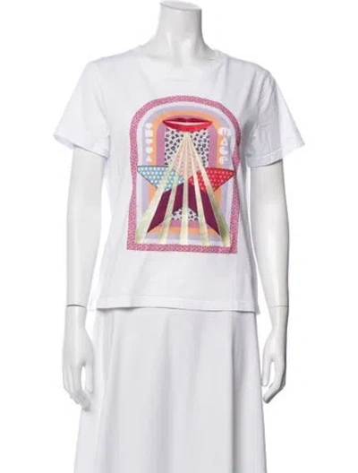 Pre-owned Maje Graphic Print Crew Neck T-shirt In White