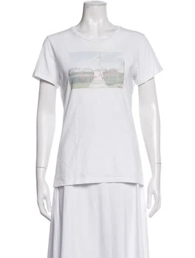 Pre-owned Maje Graphic Print Crew Neck T-shirt In White
