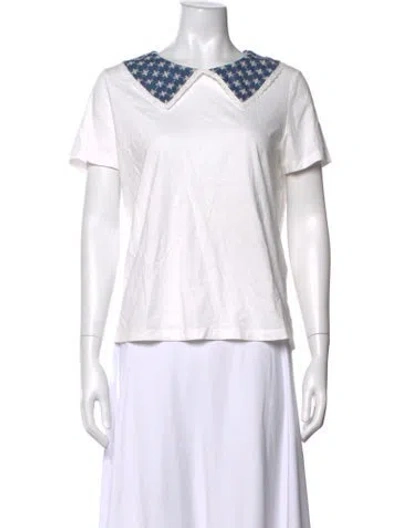 Pre-owned Maje Graphic Print Crew Neck T-shirt In White