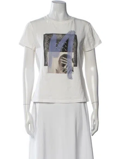 Pre-owned Maje Graphic Print Crew Neck T-shirt In White