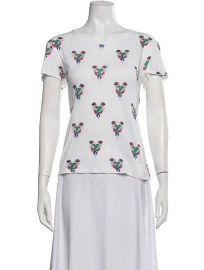 Pre-owned Maje Graphic Print Crew Neck T-shirt In White