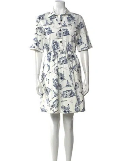 Pre-owned Maje Graphic Print Knee-length Dress W/ Tags In White