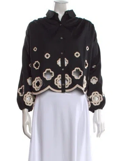 Pre-owned Maje Graphic Print Long Sleeve Blouse In Black