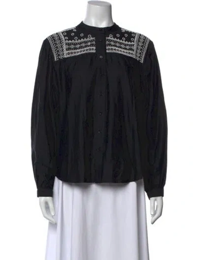 Pre-owned Maje Graphic Print Long Sleeve Blouse In Black