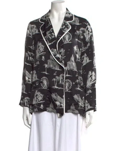 Pre-owned Maje Graphic Print Long Sleeve Blouse In Black