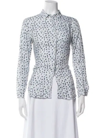 Pre-owned Maje Graphic Print Long Sleeve Blouse In White