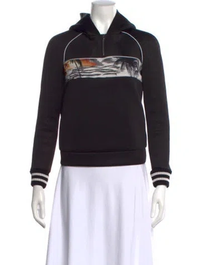 Pre-owned Maje Graphic Print Long Sleeve Hoodie In Black