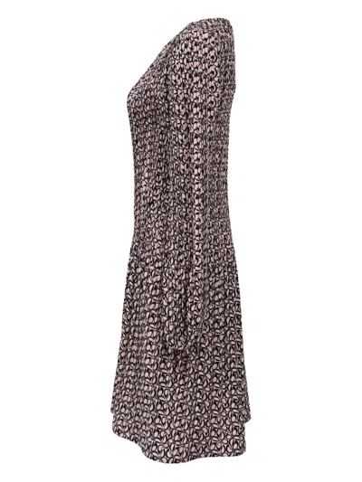 Pre-owned Maje Graphic-print Long-sleeve Mini Dress In Pink