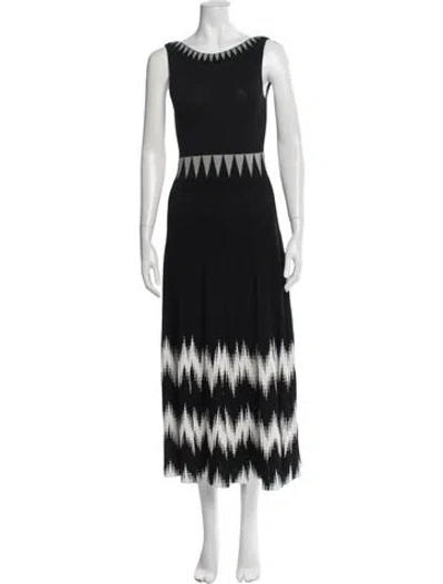 Pre-owned Maje Graphic Print Midi Length Dress In Black