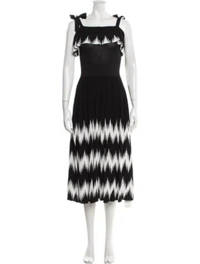 Pre-owned Maje Graphic Print Midi Length Dress In Black