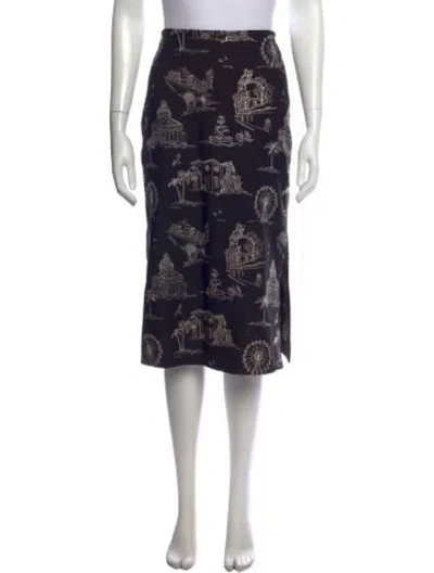 Pre-owned Maje Graphic Print Midi Length Skirt In Black