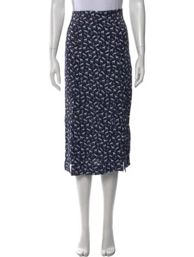 Pre-owned Maje Graphic Print Midi Length Skirt In Blue