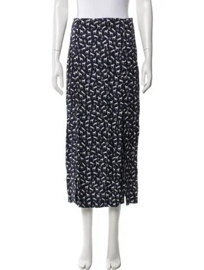 Pre-owned Maje Graphic Print Midi Length Skirt In Blue