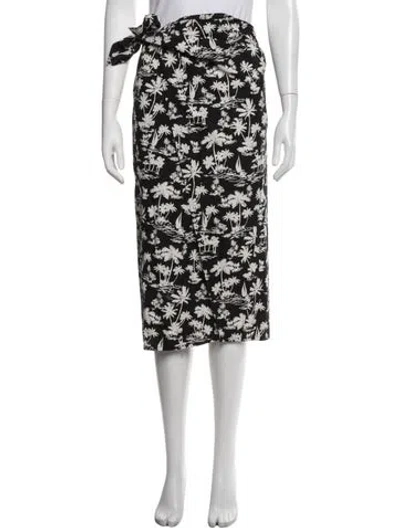 Pre-owned Maje Graphic Print Midi Length Skirt In White