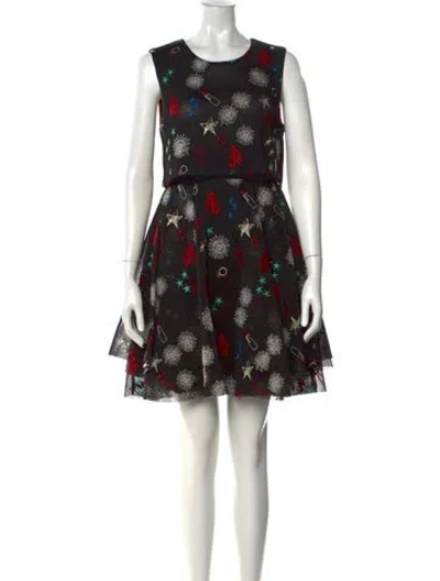 Pre-owned Maje Graphic Print Mini Dress In Black