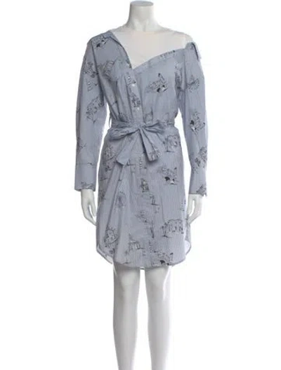 Pre-owned Maje Graphic Print Mini Dress In Blue