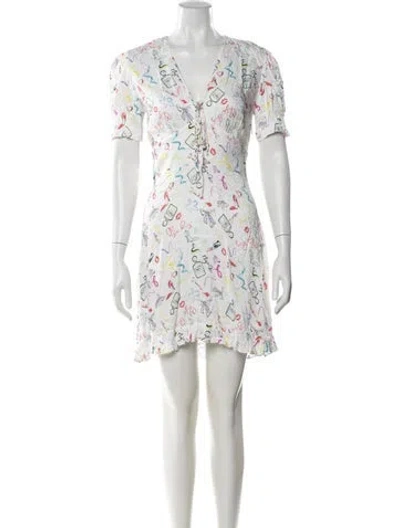 Pre-owned Maje Graphic Print Mini Dress In White