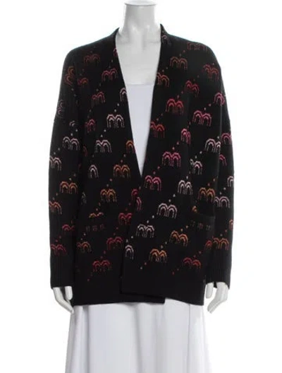 Pre-owned Maje Graphic Print Open Front Sweater In Black/red