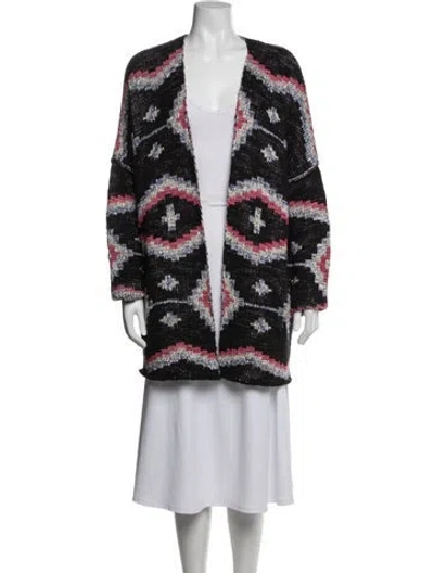Pre-owned Maje Graphic Print Open Front Sweater In Multi
