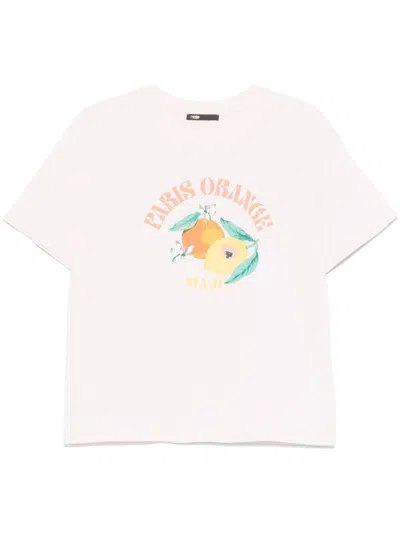 Maje Cotton Tropical Print T-shirt In Pink