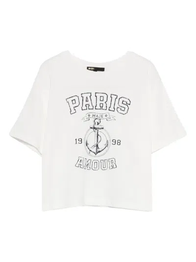Maje Graphic-print T-shirt In White