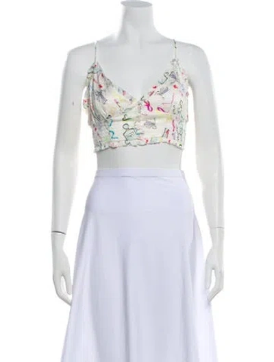 Pre-owned Maje Graphic Print V-neck Crop Top In Pink