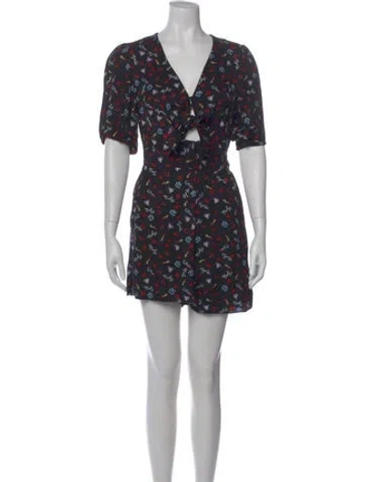 Pre-owned Maje Graphic Print V-neck Jumpsuit In Black