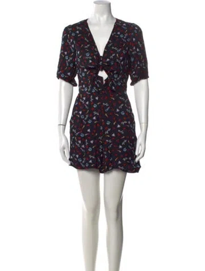 Pre-owned Maje Graphic Print V-neck Romper In Black