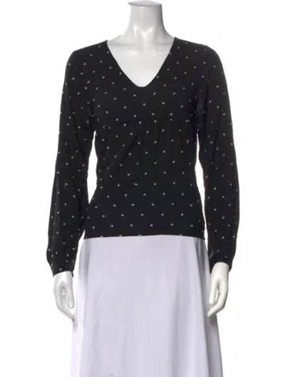 Pre-owned Maje Graphic Print V-neck Top In Black