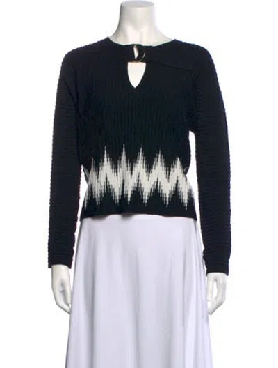 Pre-owned Maje Graphic Print V-neck Top In Black