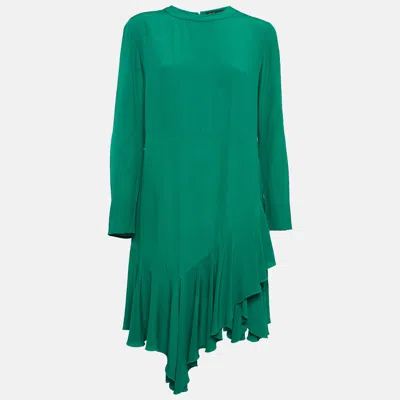 Pre-owned Maje Green Crepe Asymmetric Flared Short Dress S