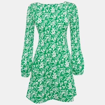 Maje Green Floral Print Crepe Mini Dress