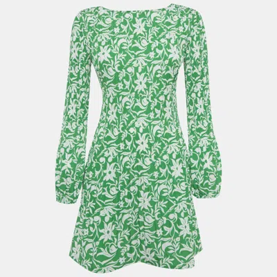Pre-owned Maje Green Floral Print Crepe Mini Dress S