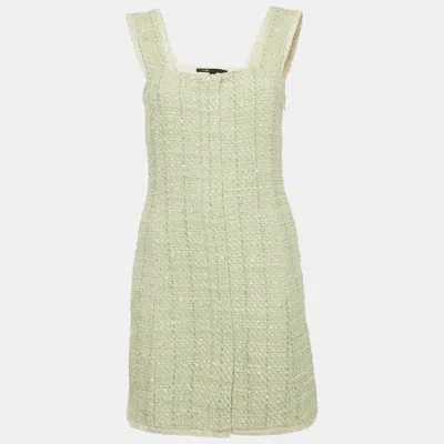 Pre-owned Maje Green Lurex Tweed Sleeveless Mini Dress L
