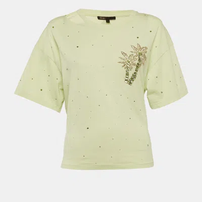 Pre-owned Maje Green Palm Crystal Jersey Back Tie-up T-shirt S