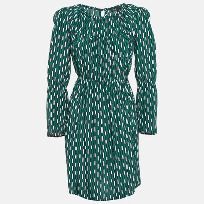 Pre-owned Maje Green Revalou Geometric Print Chiffon Short Dress M