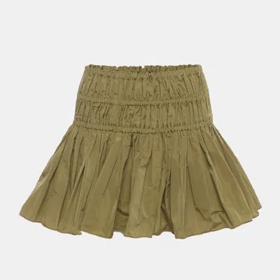 Pre-owned Maje Green Taffeta Smocked Tiered Mini Skirt S