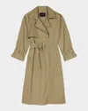 Maje Greena Studded Trench Coat In Khaki