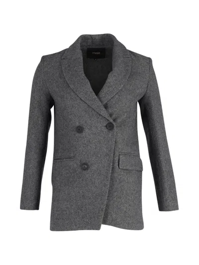 Pre-owned Maje Grey Double-breasted Blazer In Gray