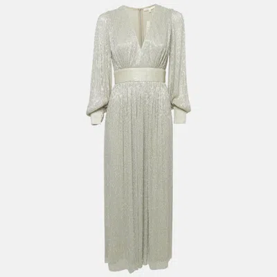 Pre-owned Maje Grey Lurex Plisse Long Dress M