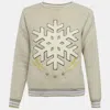 Maje Grey Snowflake Applique Cotton Sweatshirt In Brown