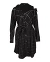 Maje Grid Print Cold Shoulder Button Down Midi Dress In Black Polyester In Black