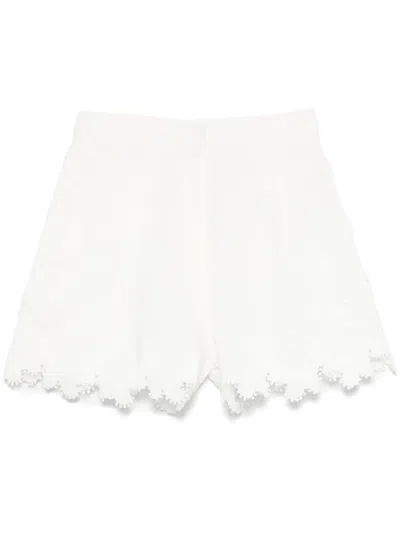 Maje Guipure Lace-detail Shorts In White