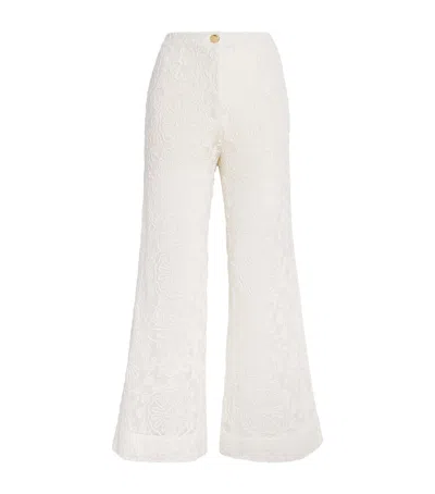 Maje Guipure Lace Flared Trousers In White
