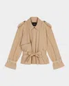 Maje Gustuds Short Water-repellent Trench Jacket In Beige