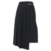 Maje Half-pleated Midi Skirt In Black Polyester In Black